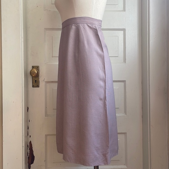 1940’s Light Pink and Grey Muted Houndstooth Pencil Skirt with Side Metal Zip - Picture 2 of 14